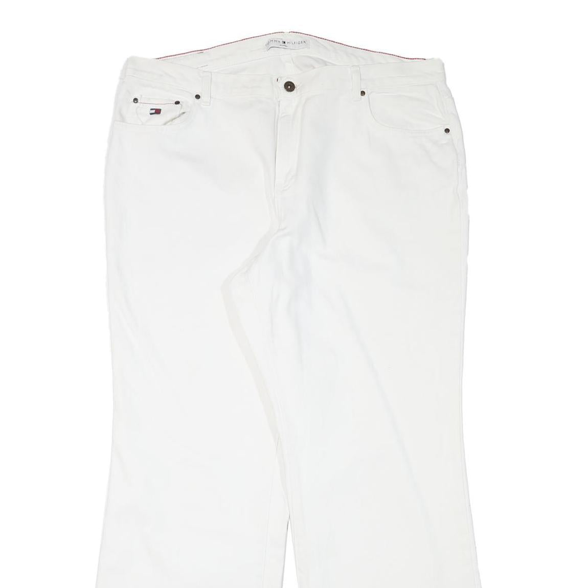 TOMMY HILFIGER Womens Relaxed White Cotton Blend Jeans W38 L31 Zip Pocket