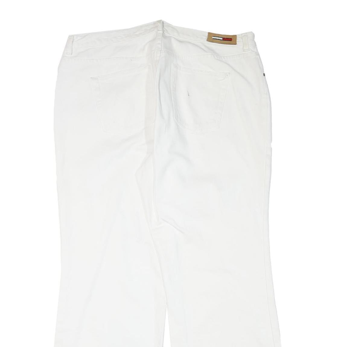 TOMMY HILFIGER Womens Relaxed White Cotton Blend Jeans W38 L31 Zip Pocket