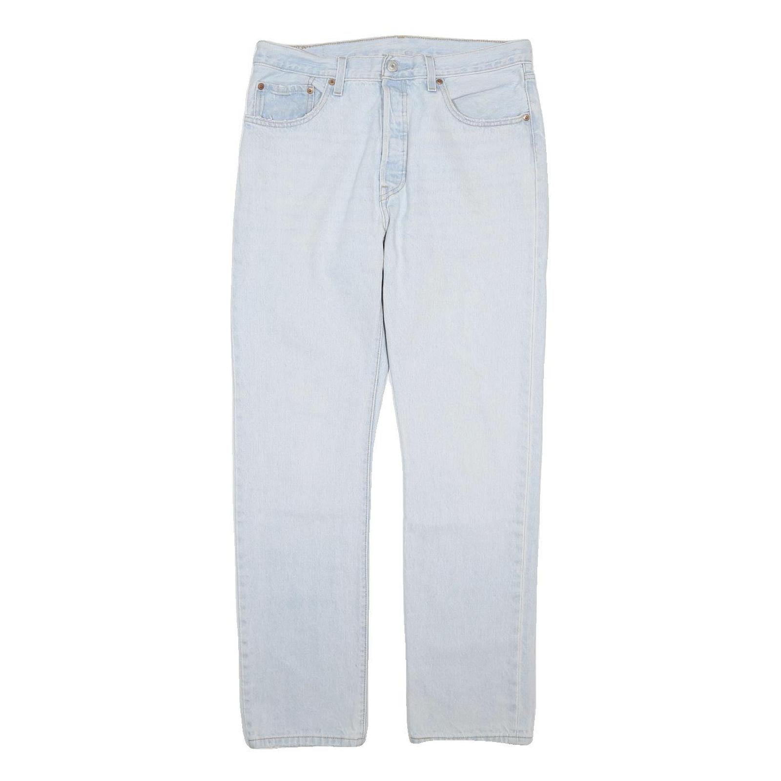 LEVI'S 501 Mens Jeans Blue Regular Straight Denim Light W32 L42 Classic Button