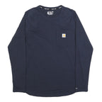 CARHARTT Womens Navy Blue Plain Long Sleeve Crew Neck T-Shirt L Casual