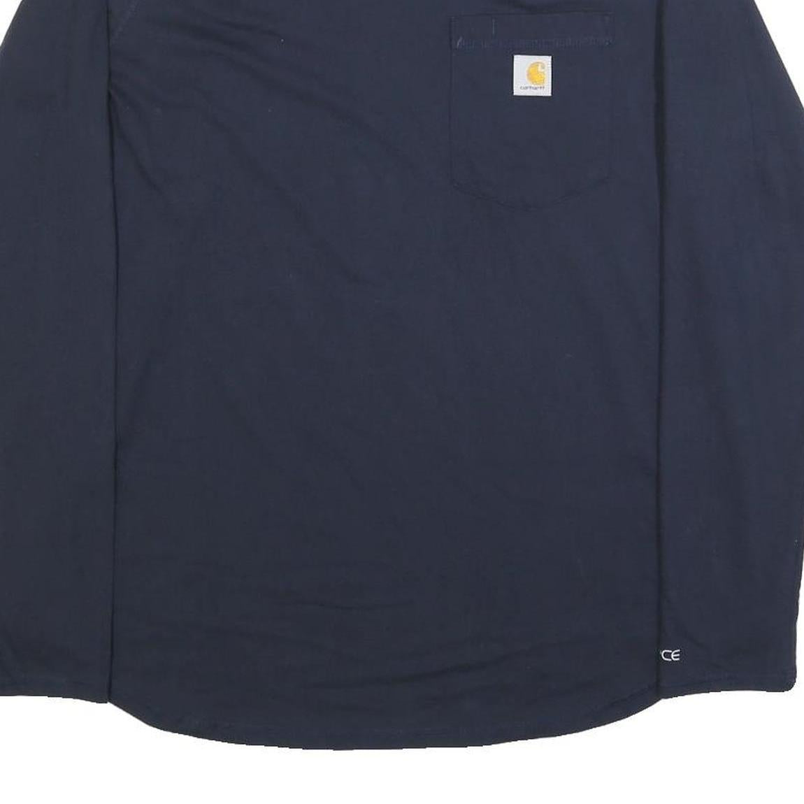 CARHARTT Womens Navy Blue Plain Long Sleeve Crew Neck T-Shirt L Casual