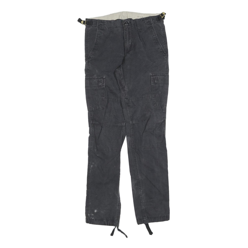 DICKIES Womens Slim Black Cotton Blend Slim Cargo Trousers W26 L32 Workwear