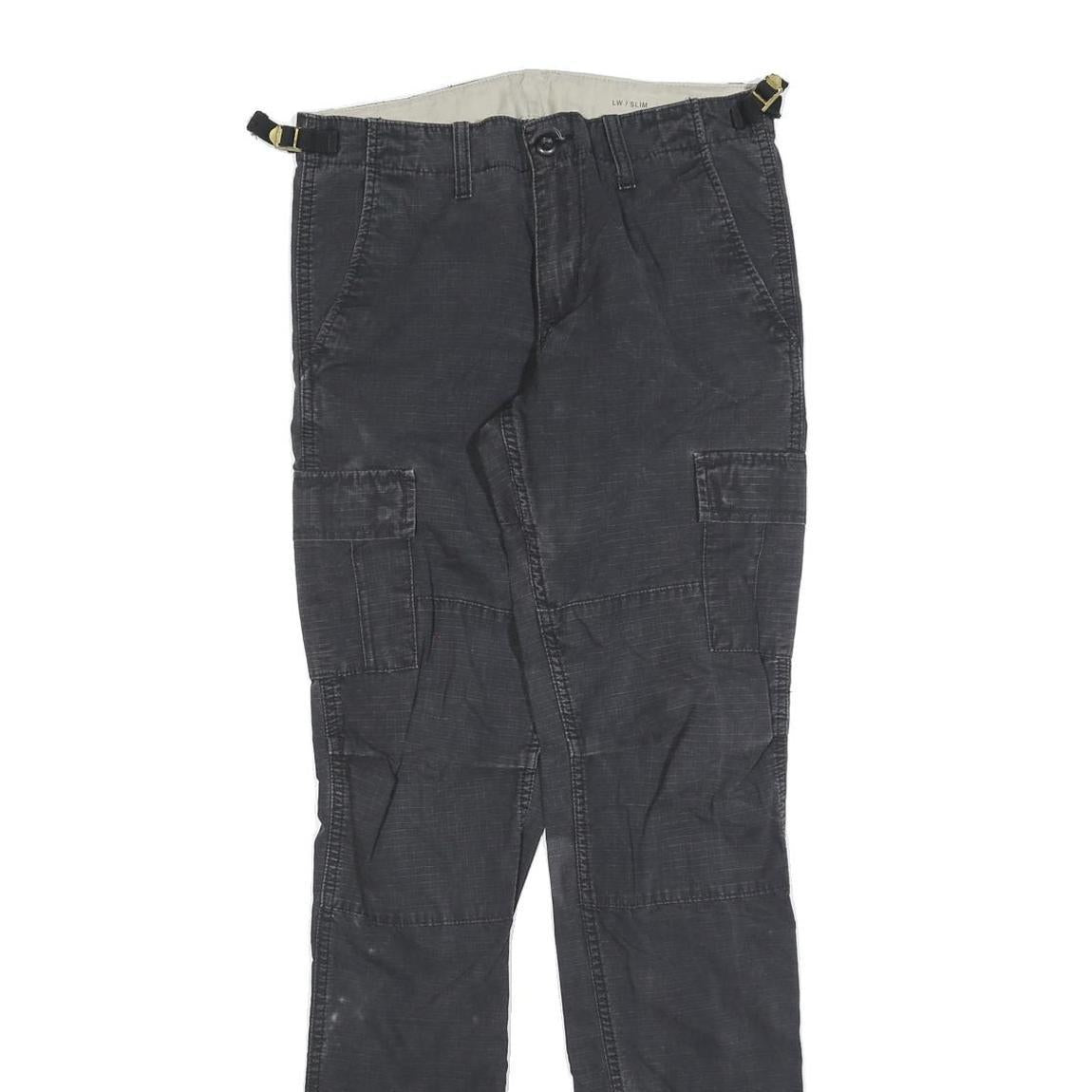 DICKIES Womens Slim Black Cotton Blend Slim Cargo Trousers W26 L32 Workwear