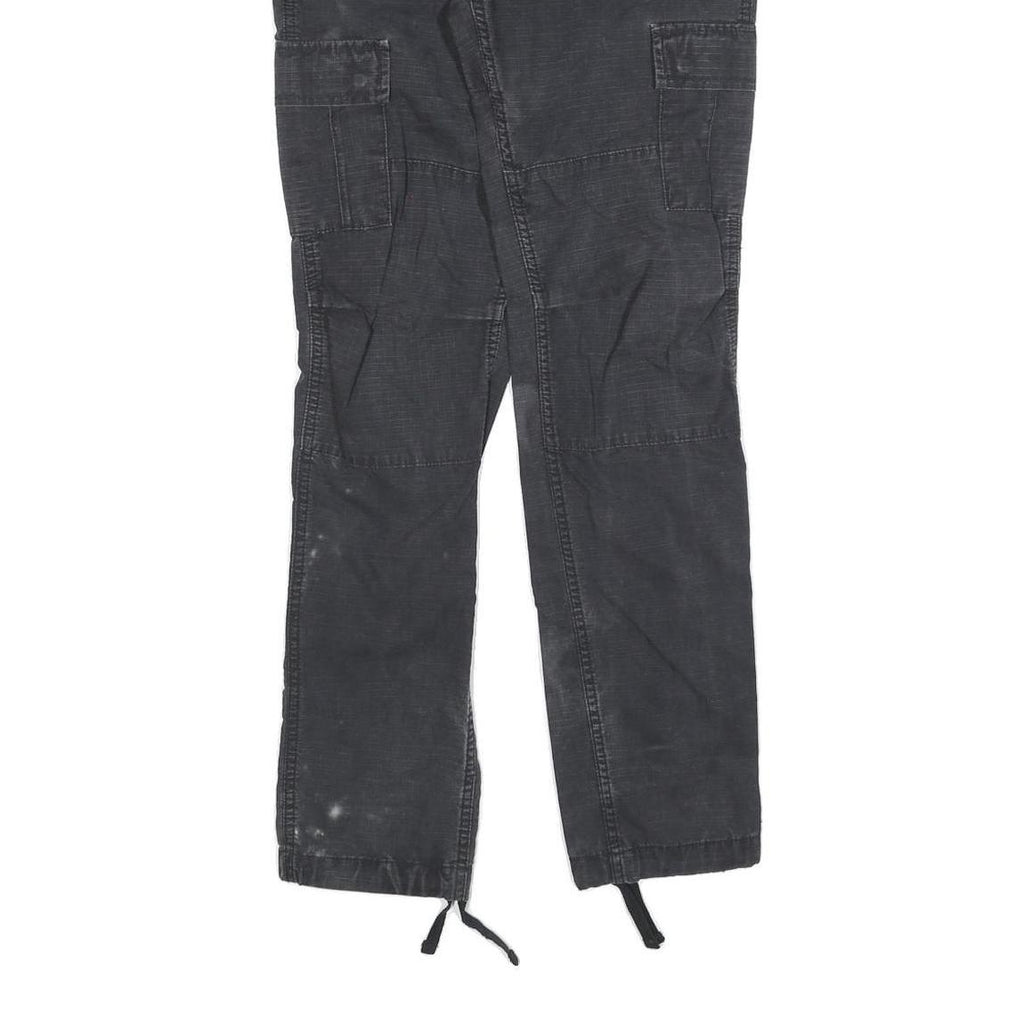 DICKIES Womens Slim Black Cotton Blend Slim Cargo Trousers W26 L32 Workwear