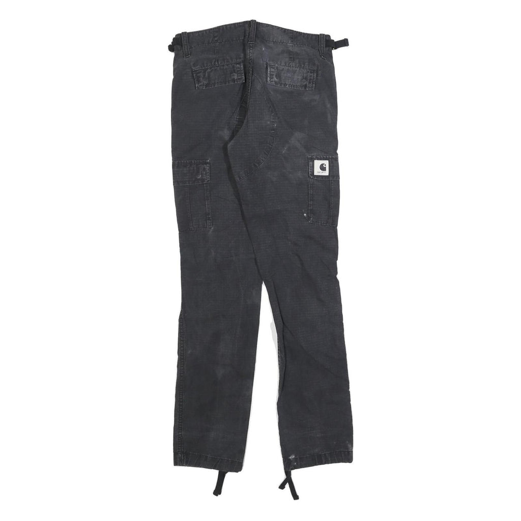 DICKIES Womens Slim Black Cotton Blend Slim Cargo Trousers W26 L32 Workwear