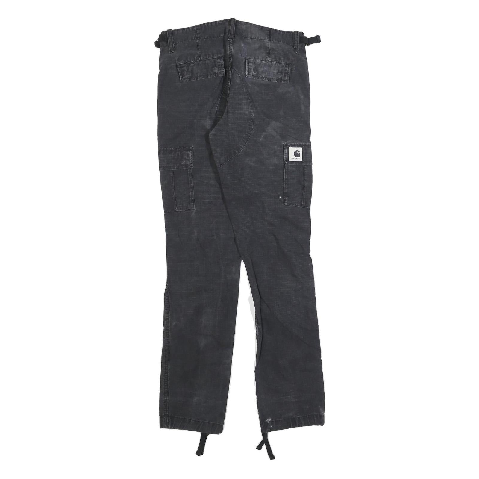 DICKIES Womens Slim Black Cotton Blend Slim Cargo Trousers W26 L32 Workwear