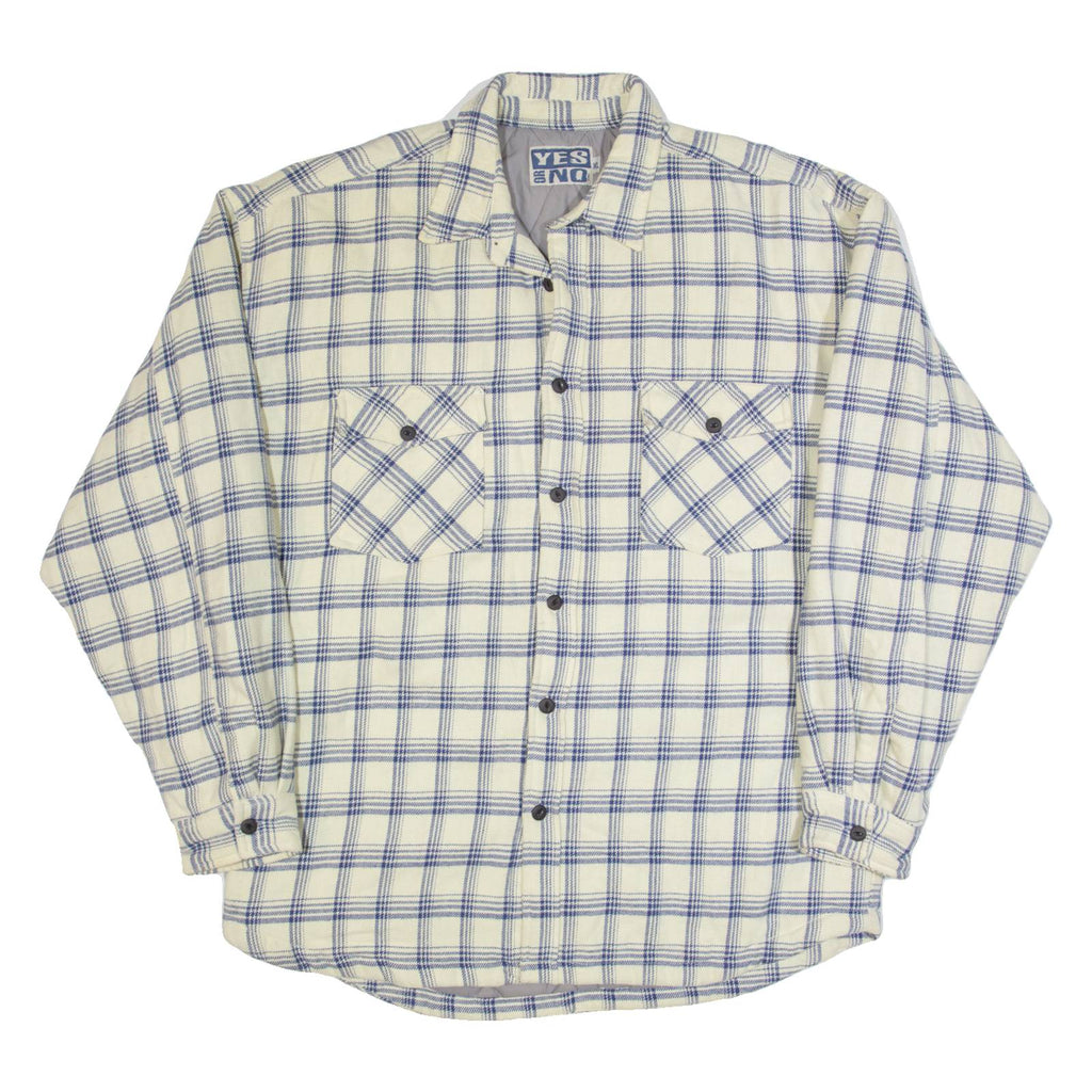 YES OR NO Mens Lumberjack Jacket Cream 90s Check XL