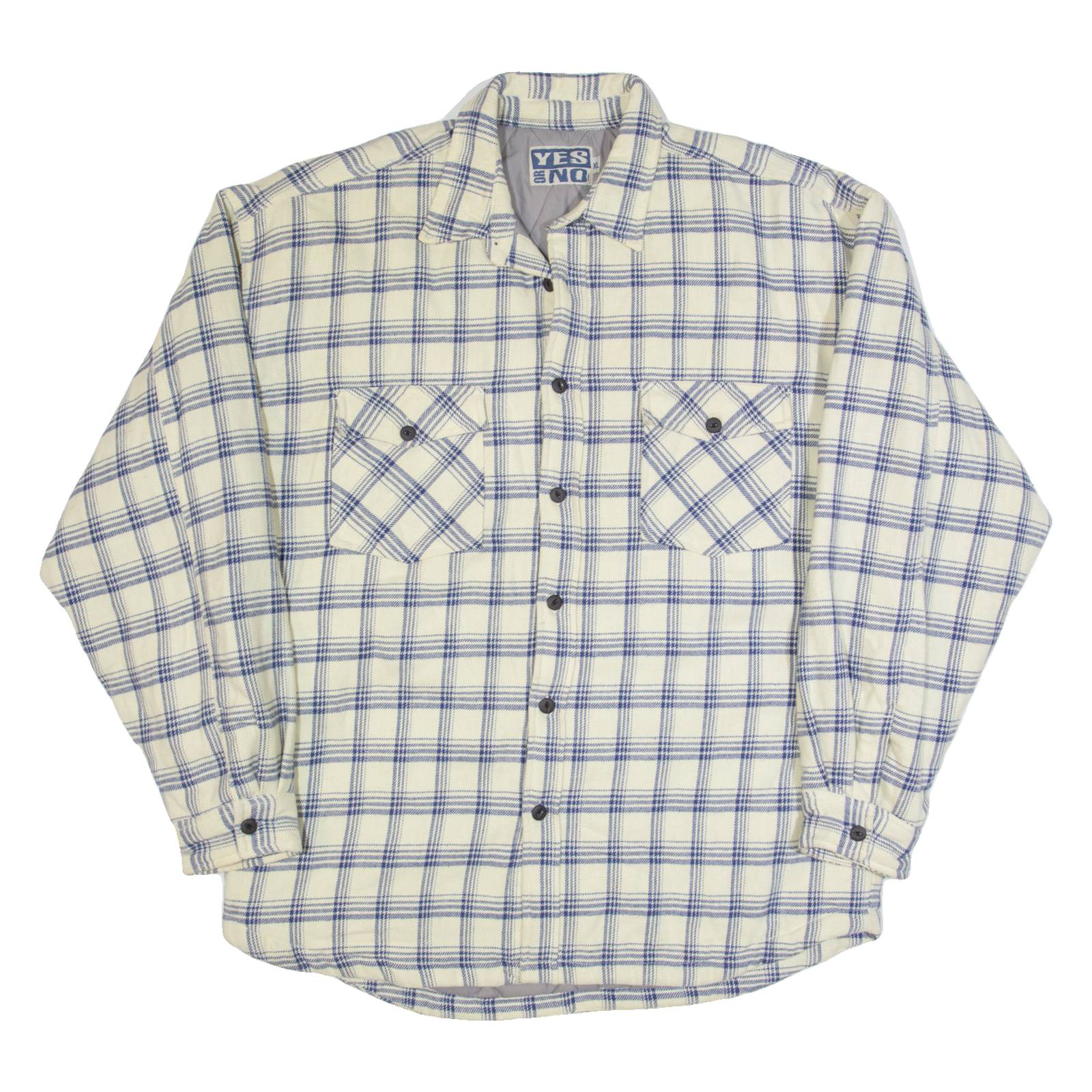 YES OR NO Mens Lumberjack Jacket Cream 90s Check XL