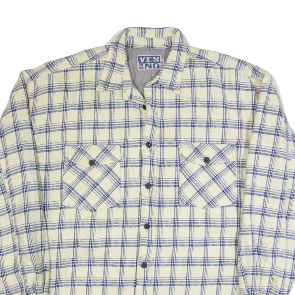 YES OR NO Mens Lumberjack Jacket Cream 90s Check XL