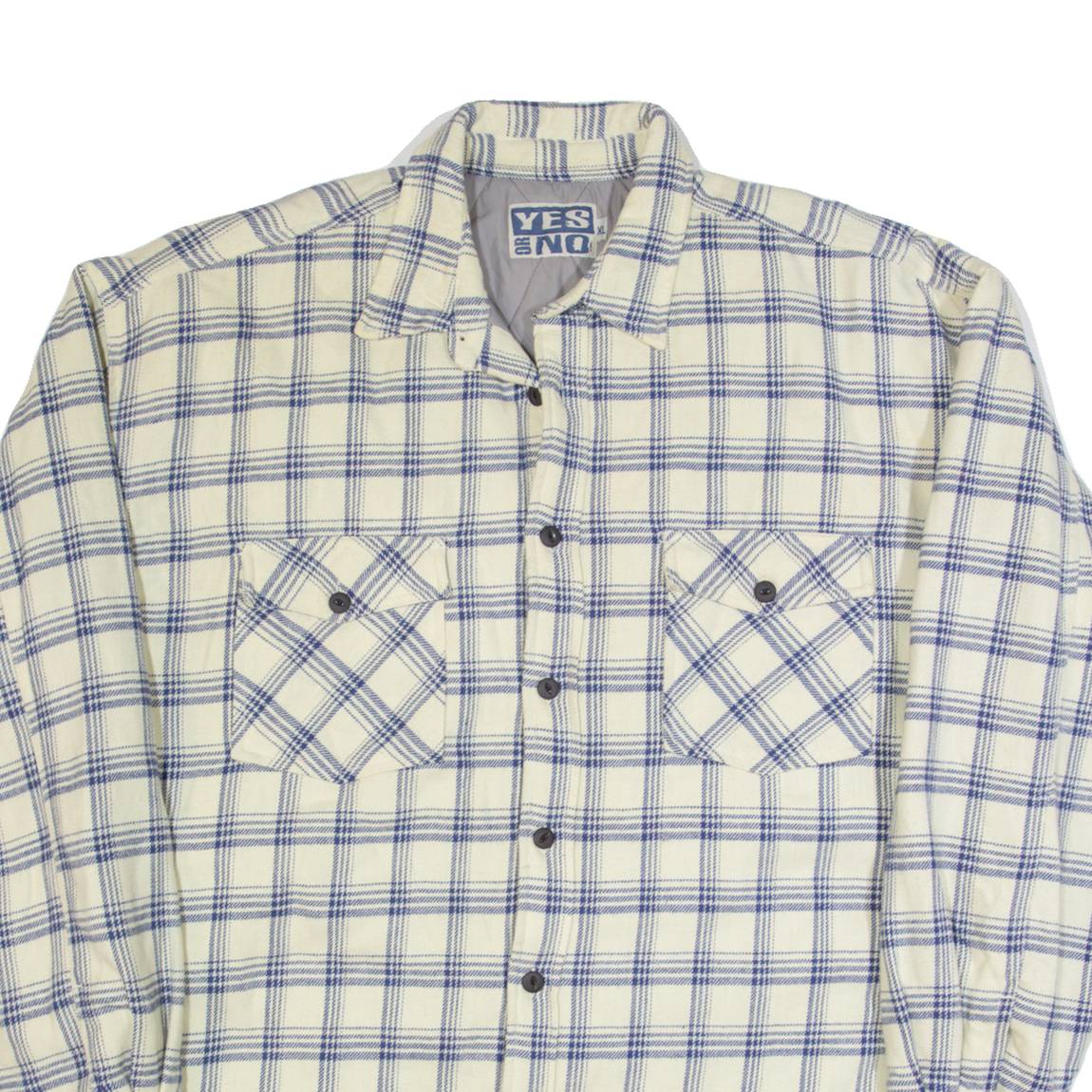 YES OR NO Mens Lumberjack Jacket Cream 90s Check XL