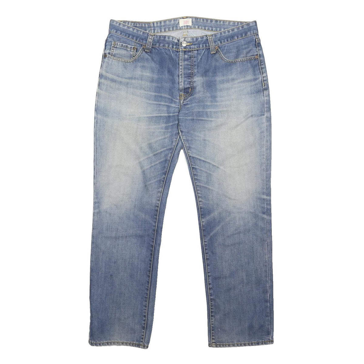 LEVI'S 501 Mens Jeans Blue Regular Straight Denim Medium W38 L30 Classic Button