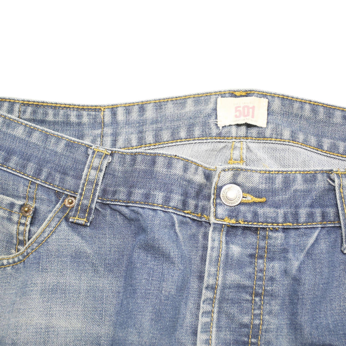 LEVI'S 501 Mens Jeans Blue Regular Straight Denim Medium W38 L30 Classic Button