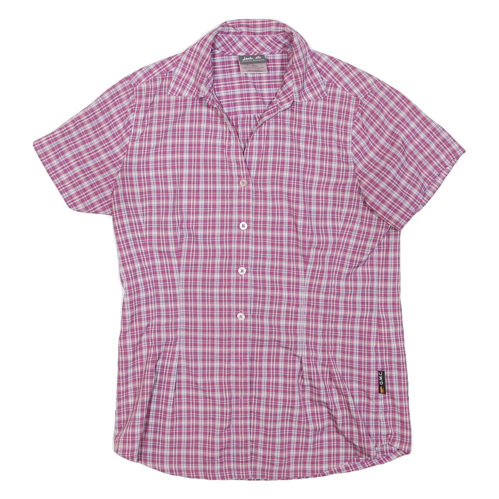 JACK WOLFSKIN Womens Pink & White Check Summer Shirt UK 10 Lightweight Outdoor