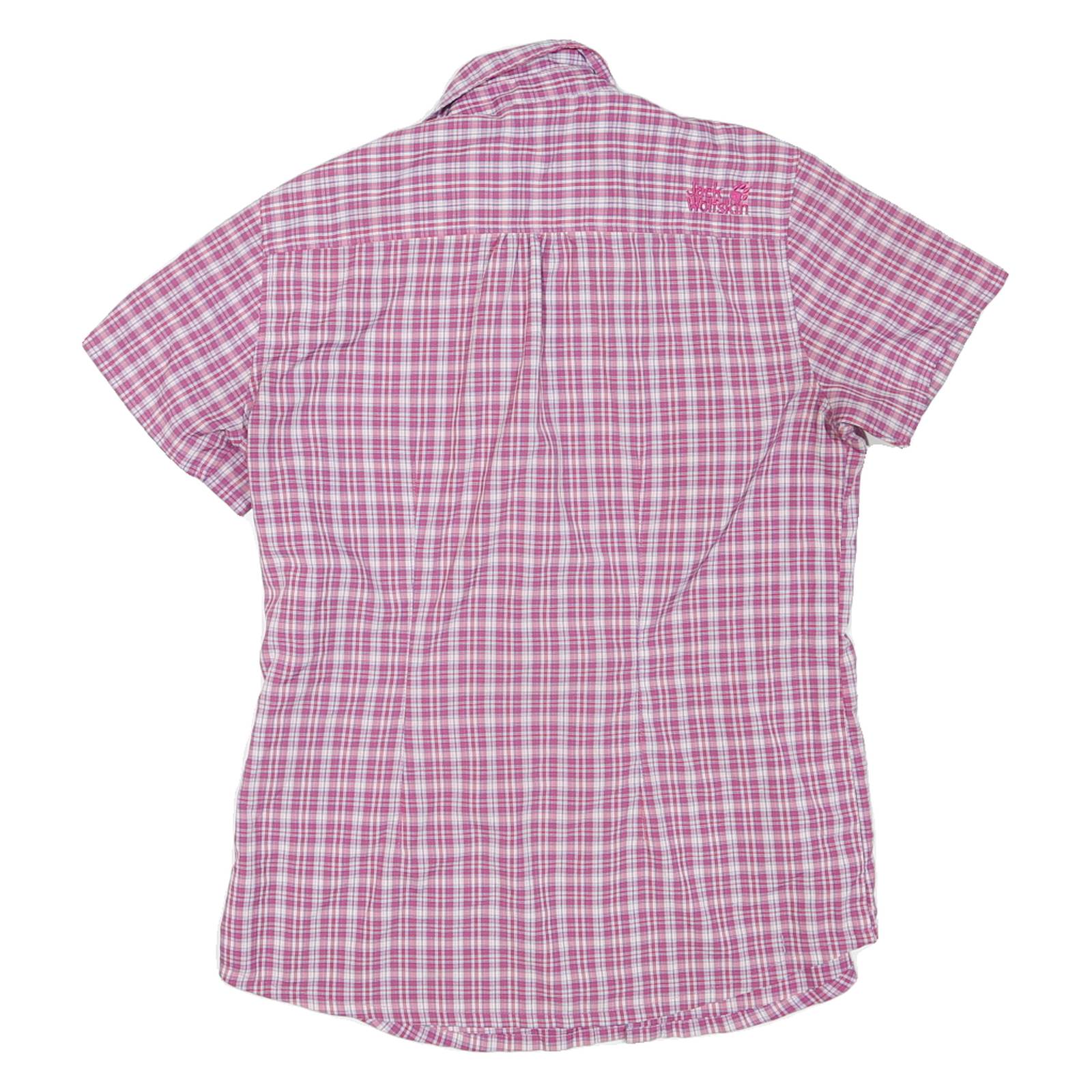 JACK WOLFSKIN Womens Pink & White Check Summer Shirt UK 10 Lightweight Outdoor