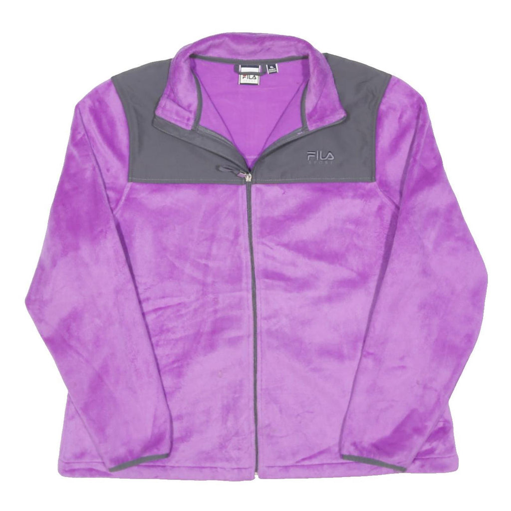 FILA Womens Purple & Grey Fleece Zip Jacket XL Polyester Blend Comfortable