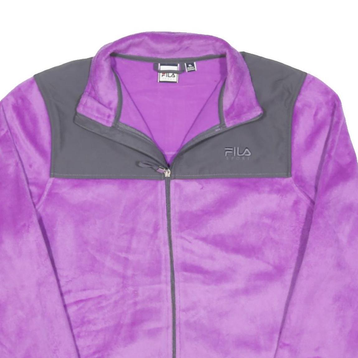 FILA Womens Purple & Grey Fleece Zip Jacket XL Polyester Blend Comfortable