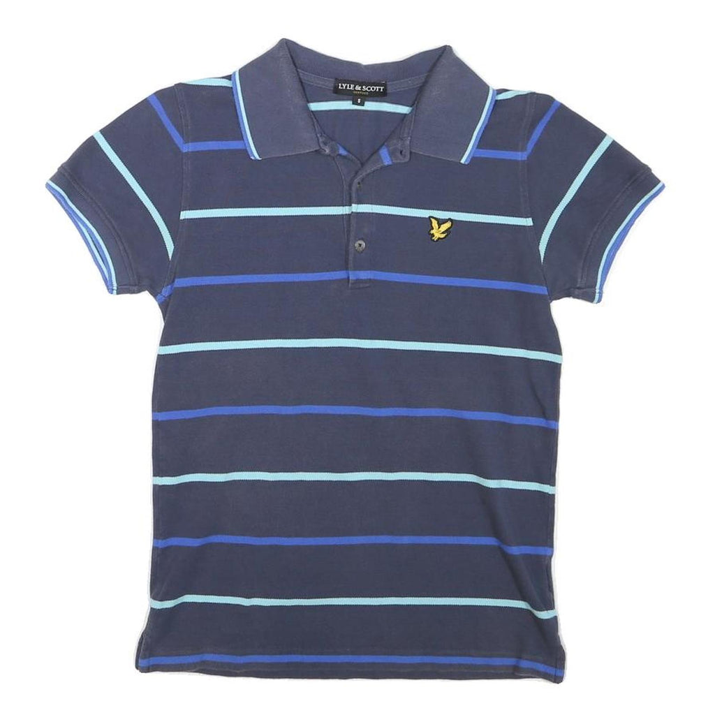 LYLE & SCOTT Mens Blue & Light Blue Striped Short Sleeve Polo Shirt S Cotton