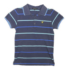 LYLE & SCOTT Mens Blue & Light Blue Striped Short Sleeve Polo Shirt S Cotton