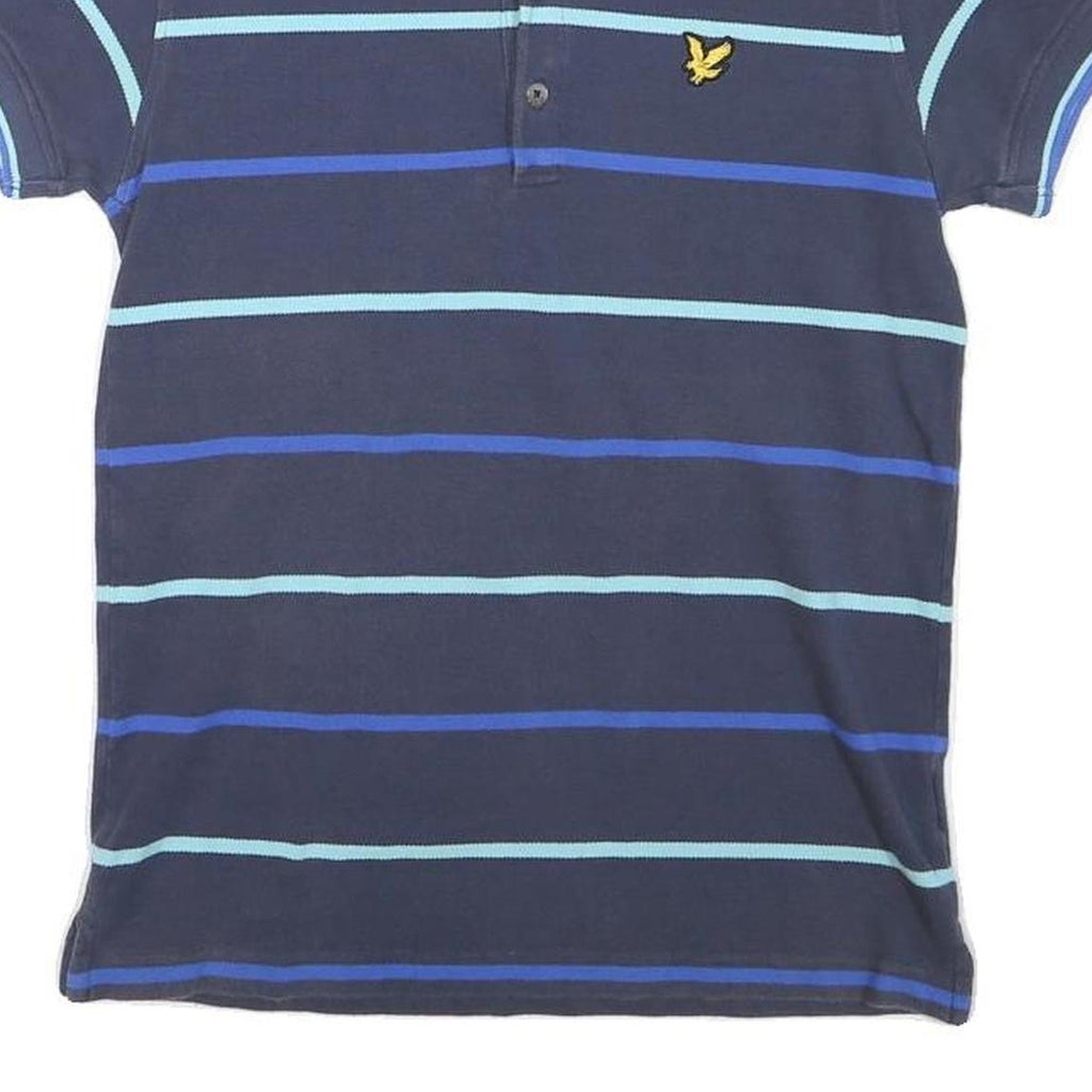 LYLE & SCOTT Mens Blue & Light Blue Striped Short Sleeve Polo Shirt S Cotton