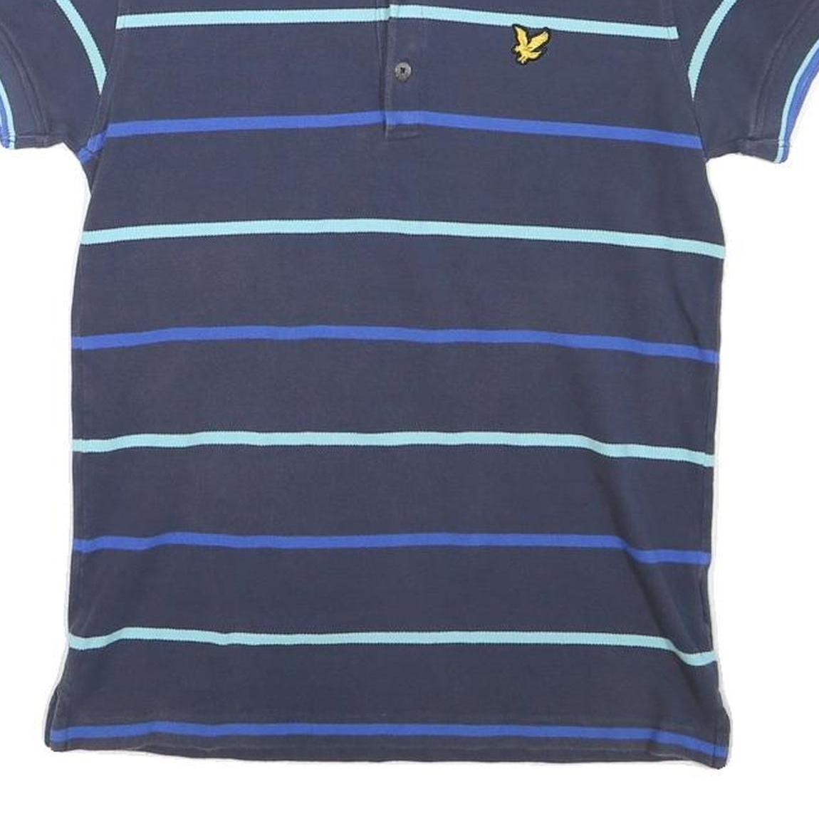 LYLE & SCOTT Mens Blue & Light Blue Striped Short Sleeve Polo Shirt S Cotton