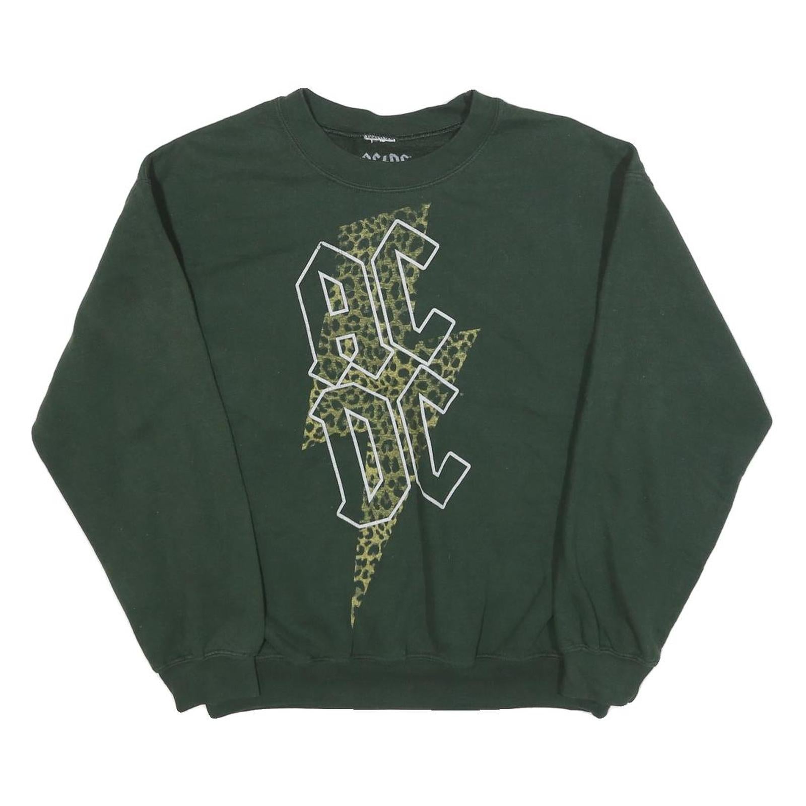 ACDC Womens Green Cotton Blend Crew Neck Sweatshirt M Animal Print Graphic