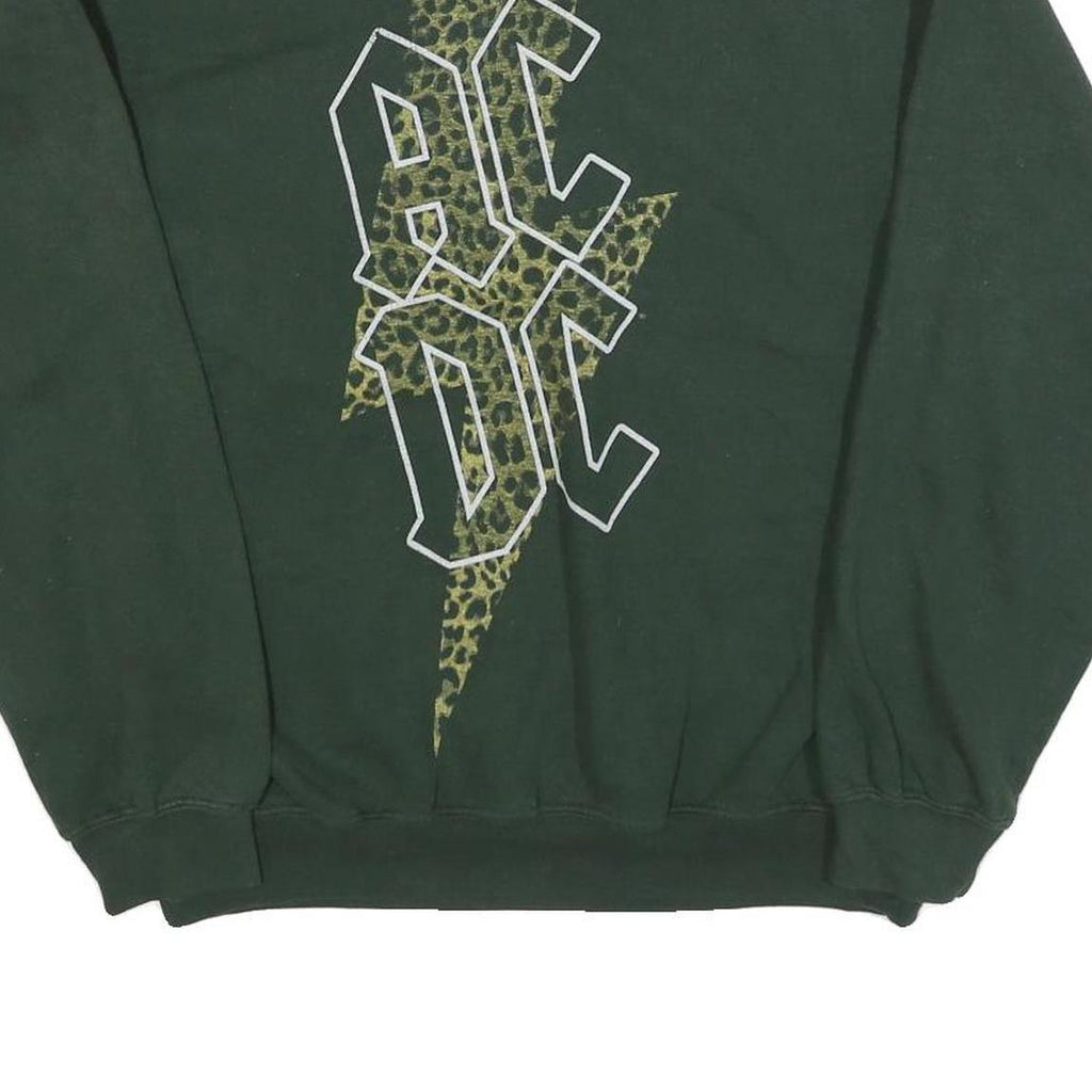 ACDC Womens Green Cotton Blend Crew Neck Sweatshirt M Animal Print Graphic
