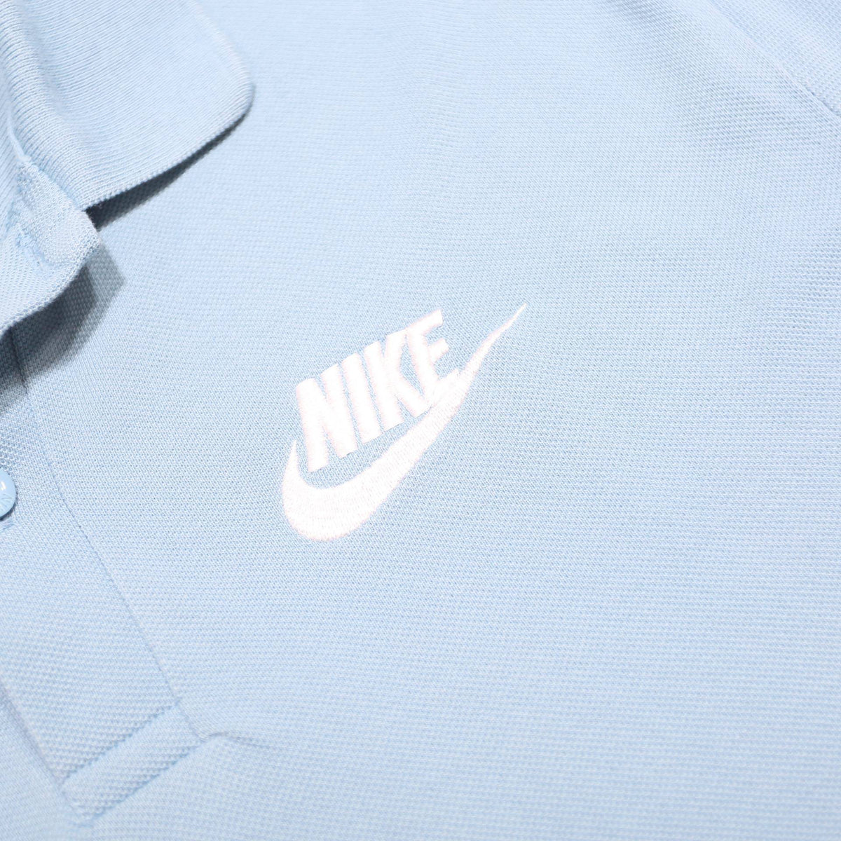 NIKE Mens Blue Short Sleeve Plain M Cotton Blend Polo Shirt Casual Sport