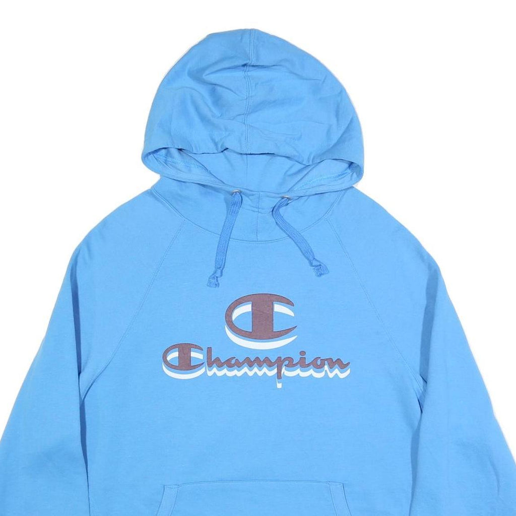 CHAMPION Womens Blue Hooded Pullover 2XL Cotton Blend Casual Sweatshirt