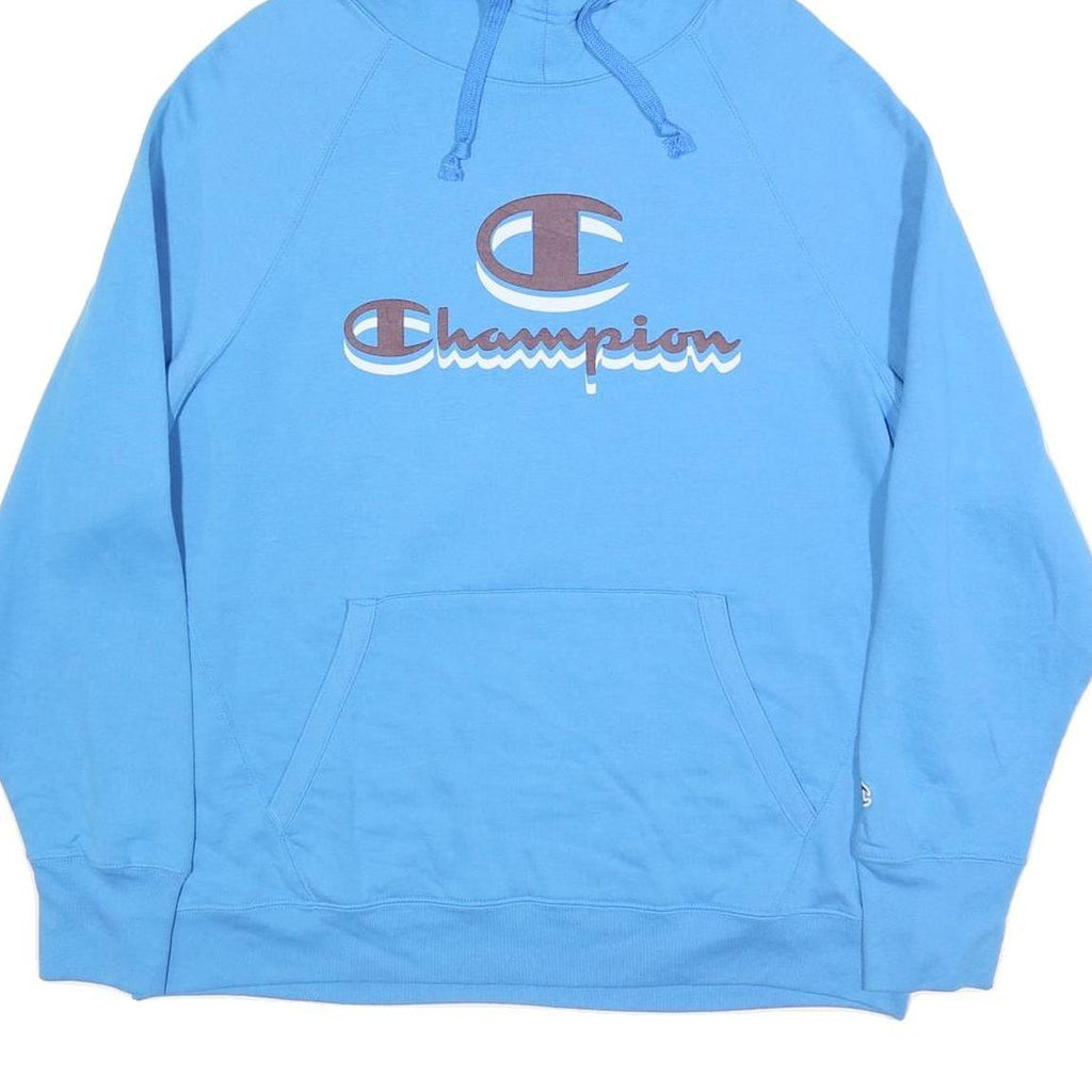 CHAMPION Womens Blue Hooded Pullover 2XL Cotton Blend Casual Sweatshirt