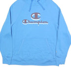 CHAMPION Womens Blue Hooded Pullover 2XL Cotton Blend Casual Sweatshirt