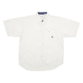 BUGLE BOY Mens White Plain Cotton Shirt XL Button Down Short Sleeve