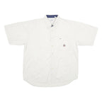 BUGLE BOY Mens White Plain Cotton Shirt XL Button Down Short Sleeve
