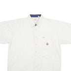 BUGLE BOY Mens White Plain Cotton Shirt XL Button Down Short Sleeve