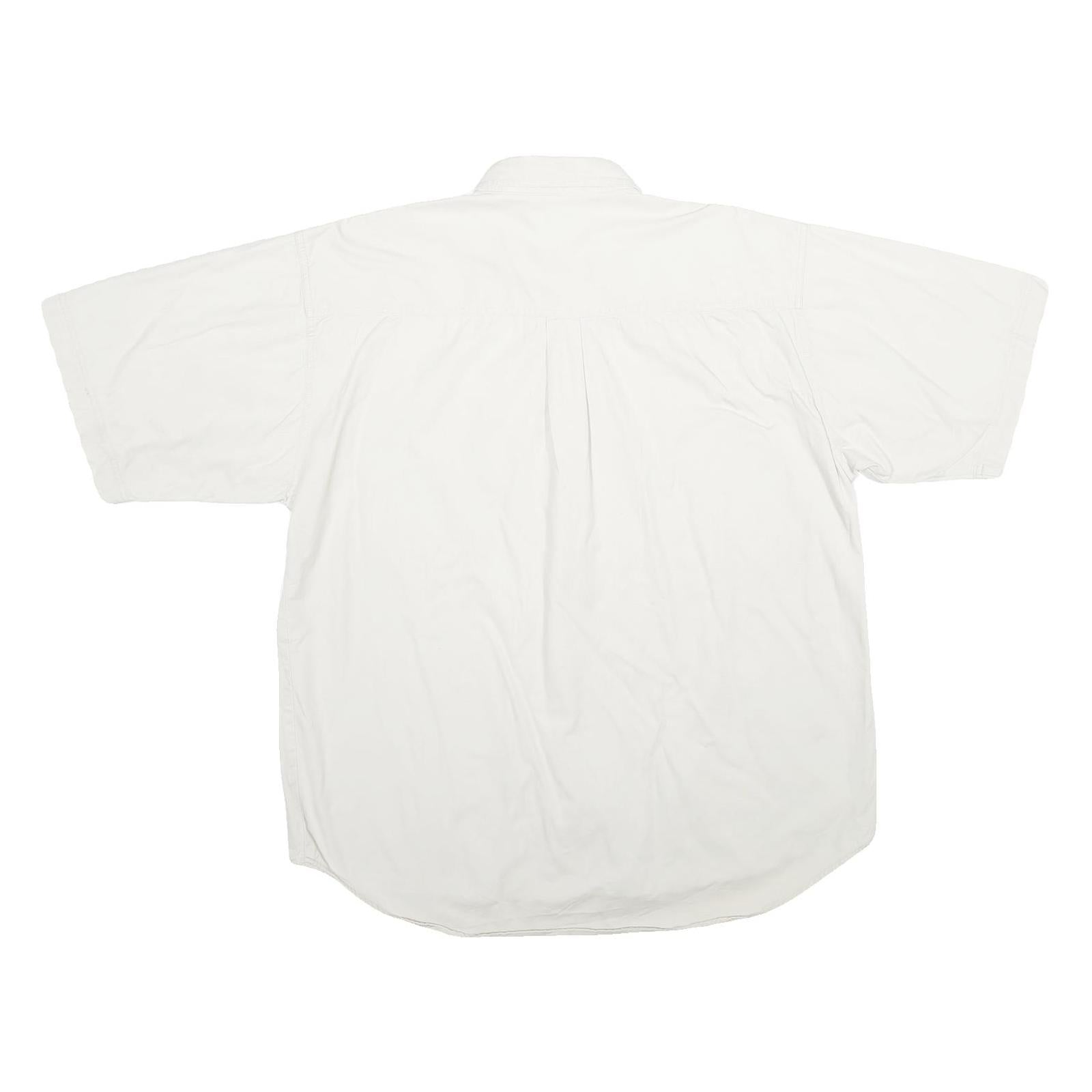 BUGLE BOY Mens White Plain Cotton Shirt XL Button Down Short Sleeve