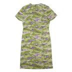 JASMIN Womens Green & Purple Day Synthetic Floral Short Sleeve Knee Length S