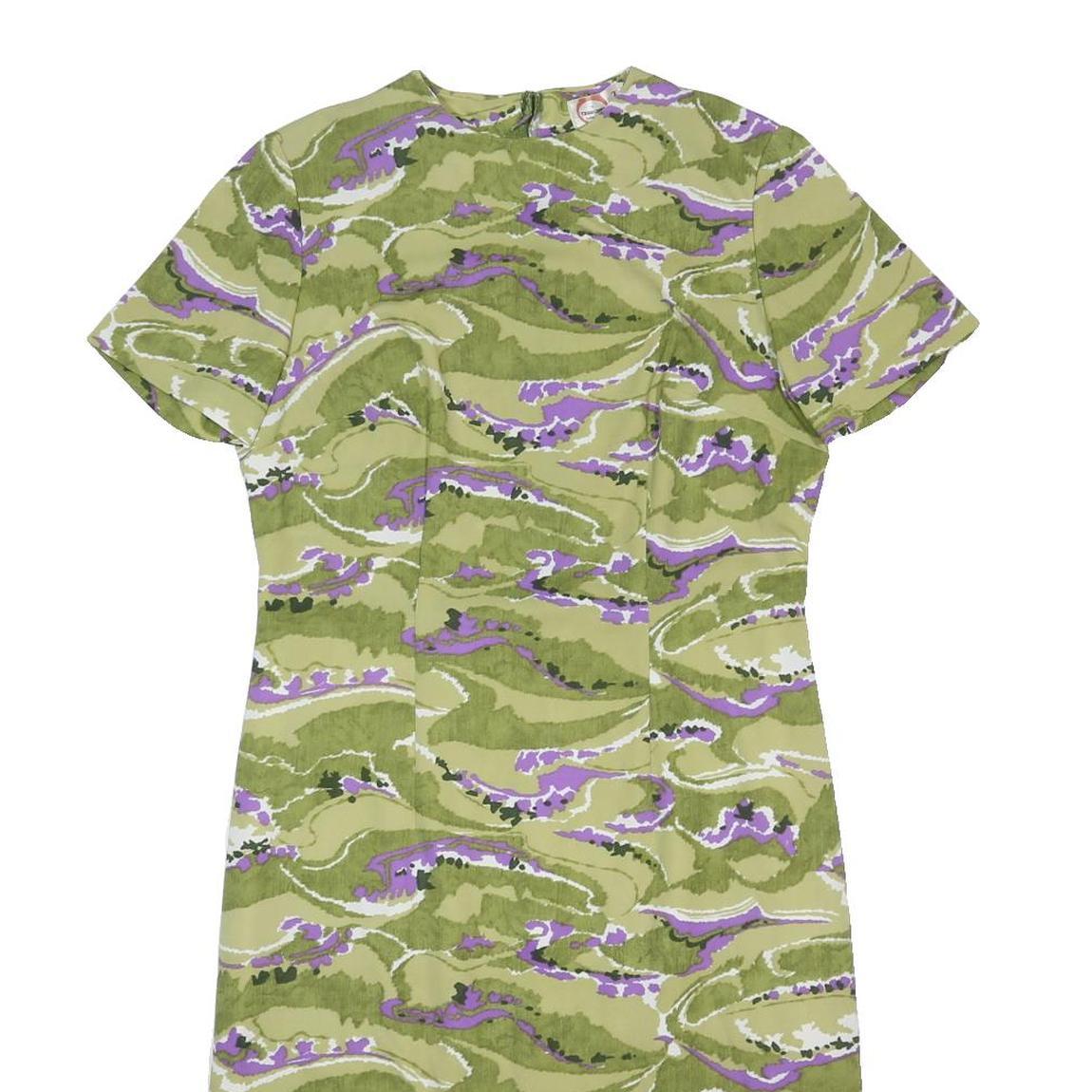 JASMIN Womens Green & Purple Day Synthetic Floral Short Sleeve Knee Length S