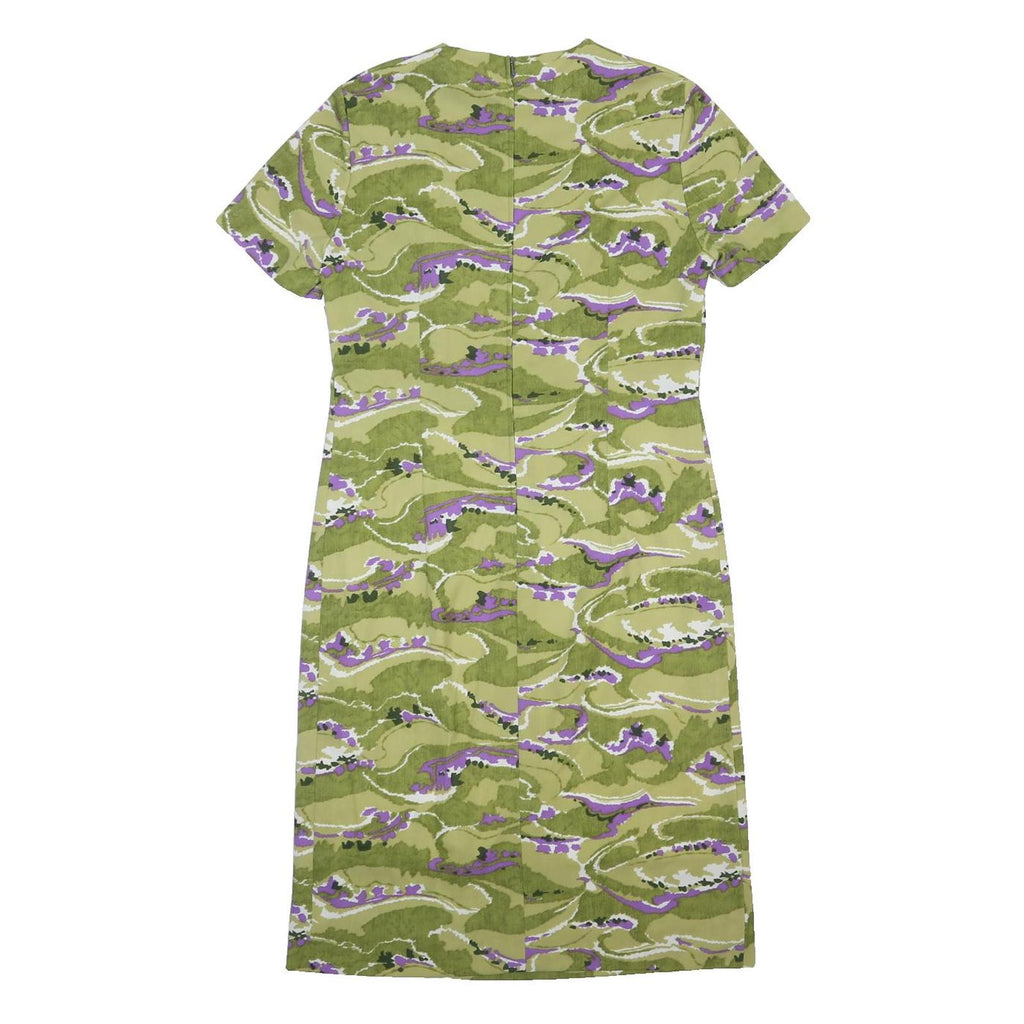 JASMIN Womens Green & Purple Day Synthetic Floral Short Sleeve Knee Length S