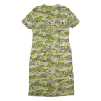 JASMIN Womens Green & Purple Day Synthetic Floral Short Sleeve Knee Length S