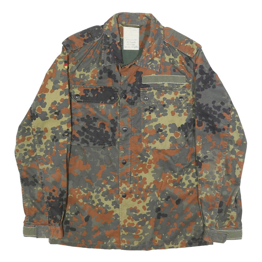 Mens Green Brown Black Camouflage Cotton Blend Jacket S Button Closure Military