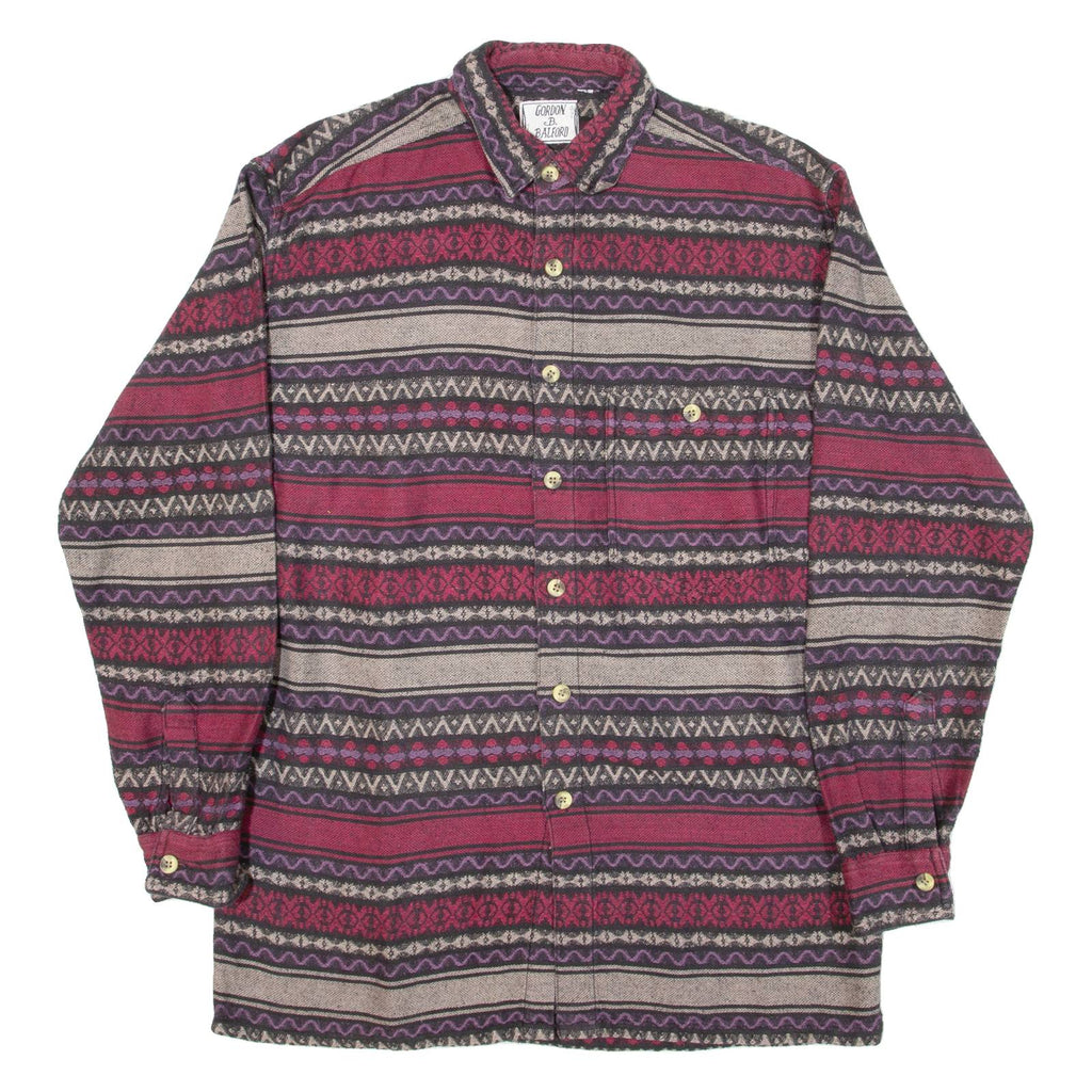 GORDON B BALFORD Mens Flannel Shirt Maroon Striped Long Sleeve M
