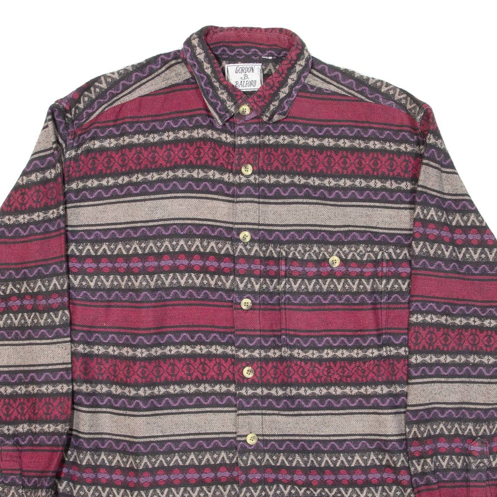 GORDON B BALFORD Mens Flannel Shirt Maroon Striped Long Sleeve M