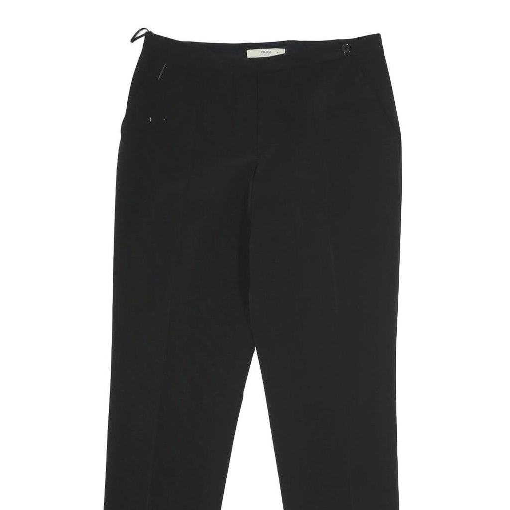 PRADA Womens Black Regular Fit Straight Leg Trousers W28 L29 Classic Tailored