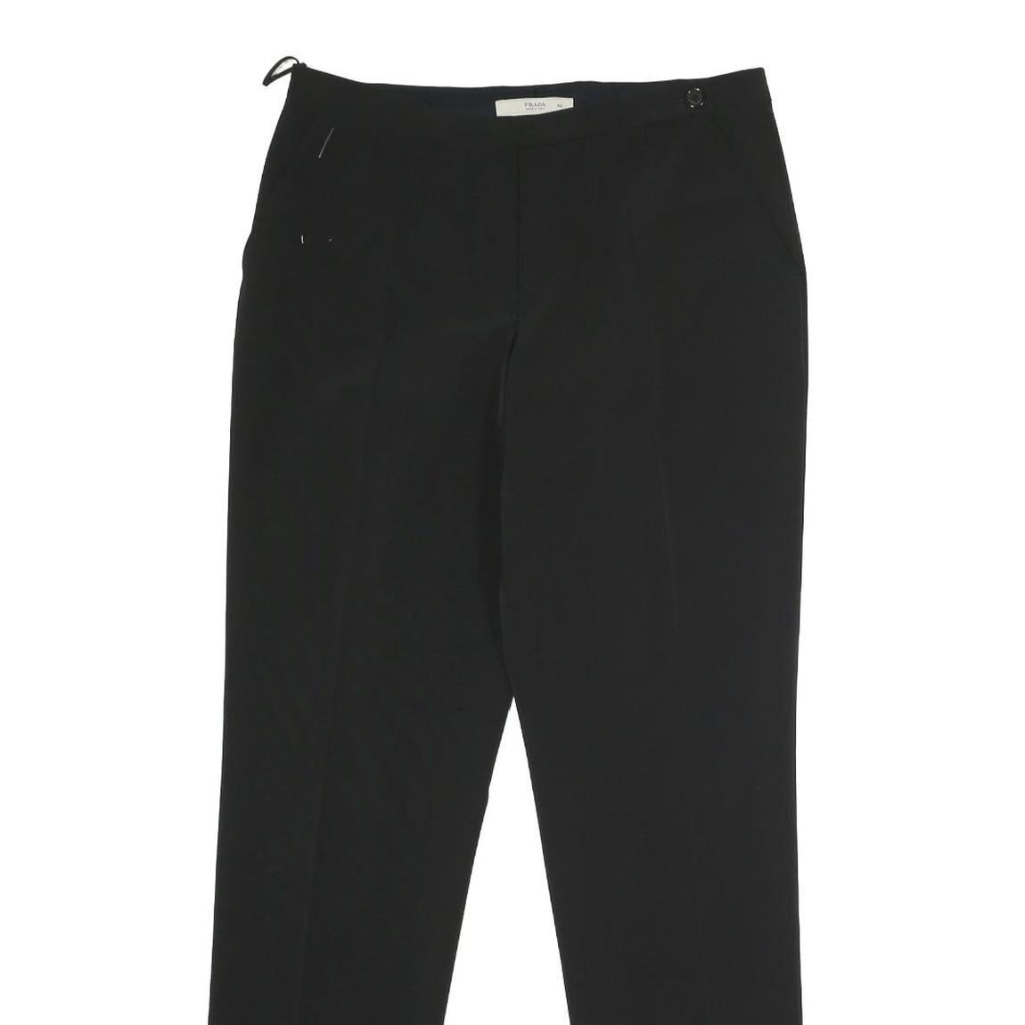 PRADA Womens Black Regular Fit Straight Leg Trousers W28 L29 Classic Tailored