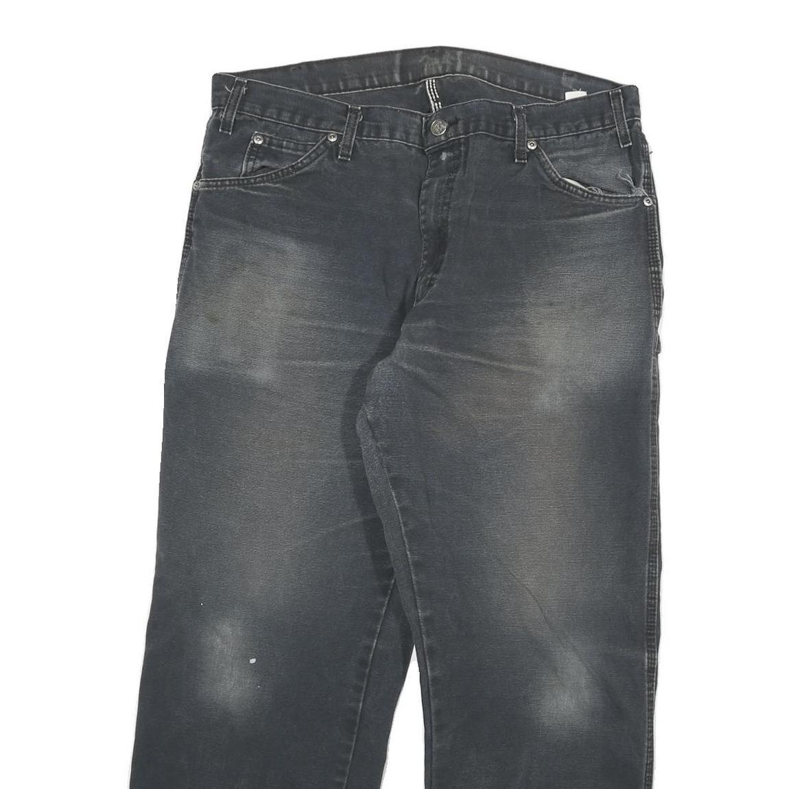 DICKIES Mens Regular Fit Black Denim Jeans W34 L28 Relaxed Zip Cotton Blend