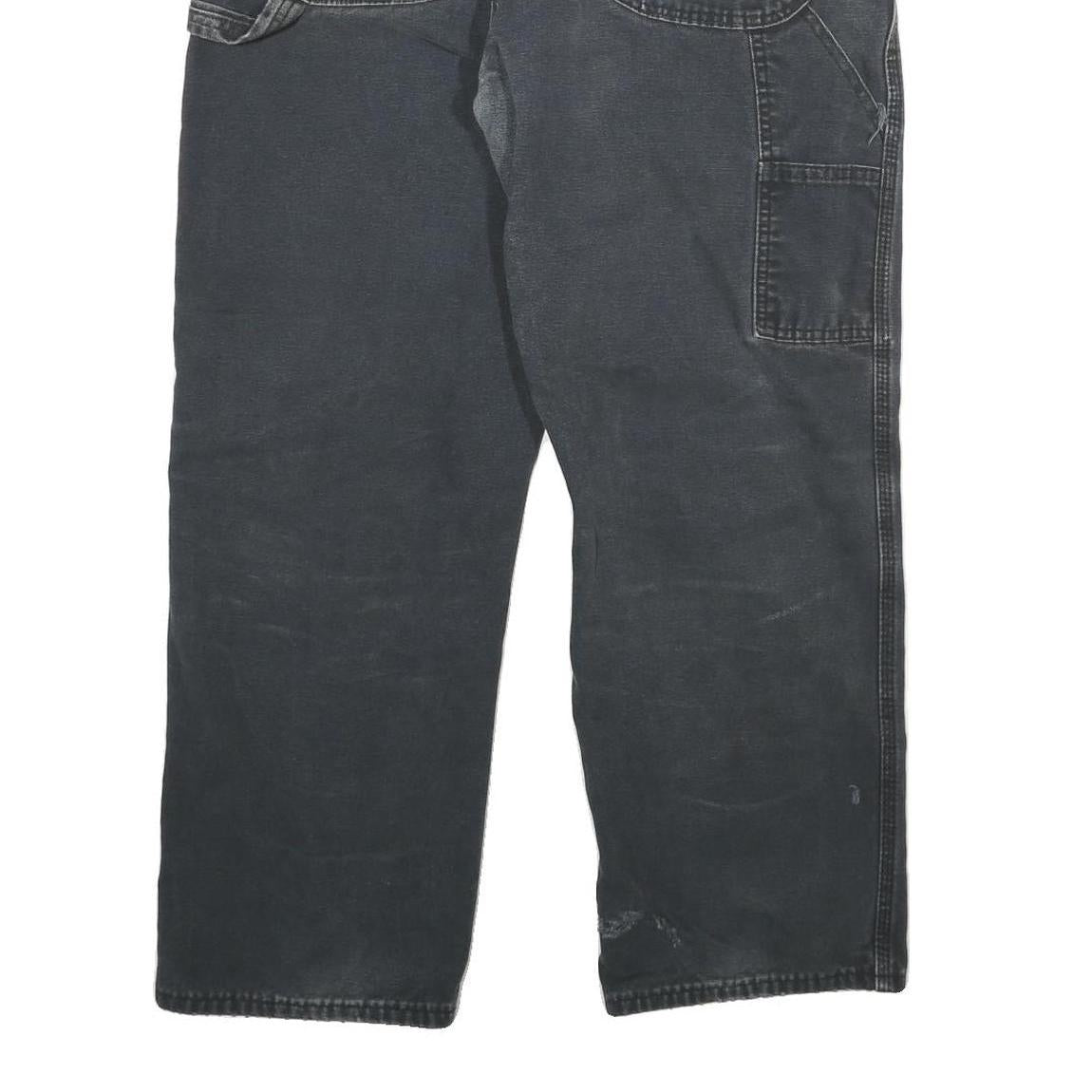 DICKIES Mens Regular Fit Black Denim Jeans W34 L28 Relaxed Zip Cotton Blend