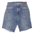 Womens Denim Blue Casual Shorts L W30 Frayed Hem Cotton Blend Loose Fit