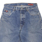 Womens Denim Blue Casual Shorts L W30 Frayed Hem Cotton Blend Loose Fit