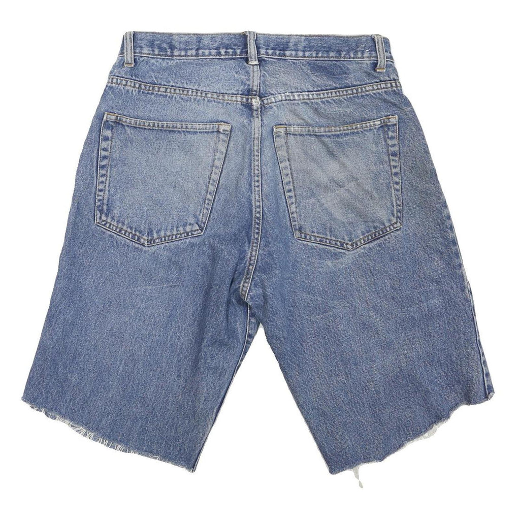Womens Denim Blue Casual Shorts L W30 Frayed Hem Cotton Blend Loose Fit