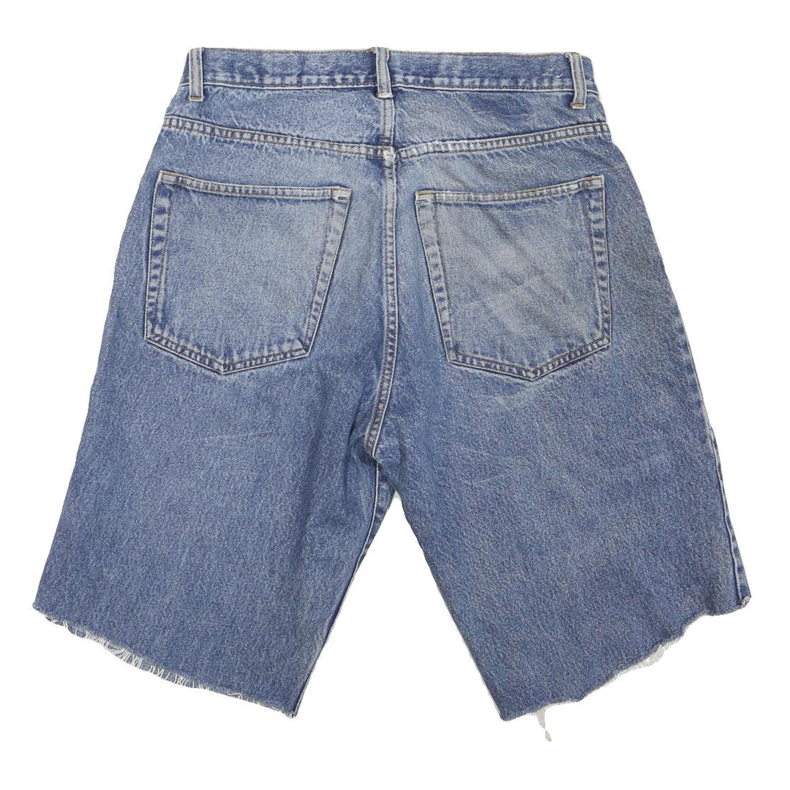 Womens Denim Blue Casual Shorts L W30 Frayed Hem Cotton Blend Loose Fit