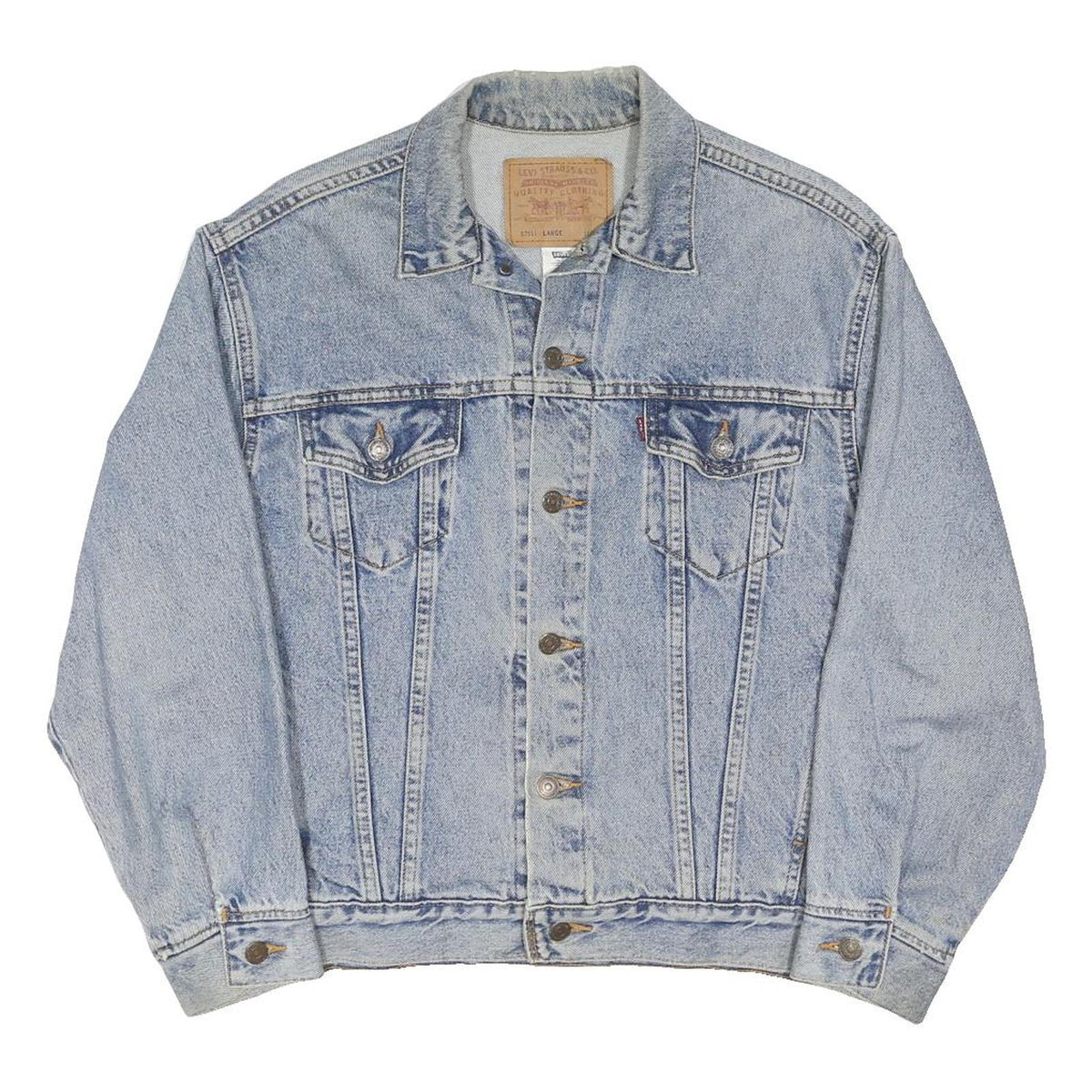 LEVI'S Womens Blue Denim Jacket L Cotton Blend Classic Button Closure Vintage